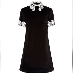 Macgraw OPIUM Velvet Silk Lined, Lace Sleeved Mini Dress